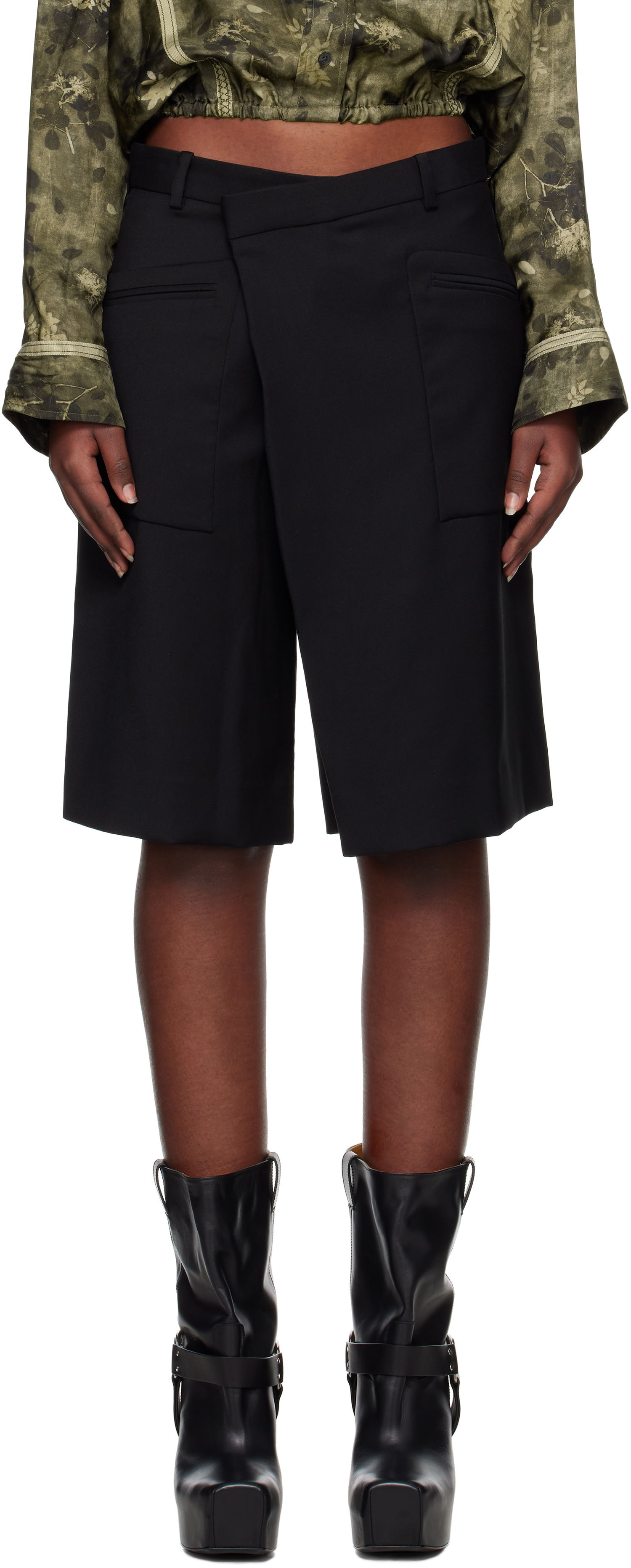 Kratke hlače R13 R13 Crossover Knee-Length Shorts Črna | R13WR369-R475A, 0