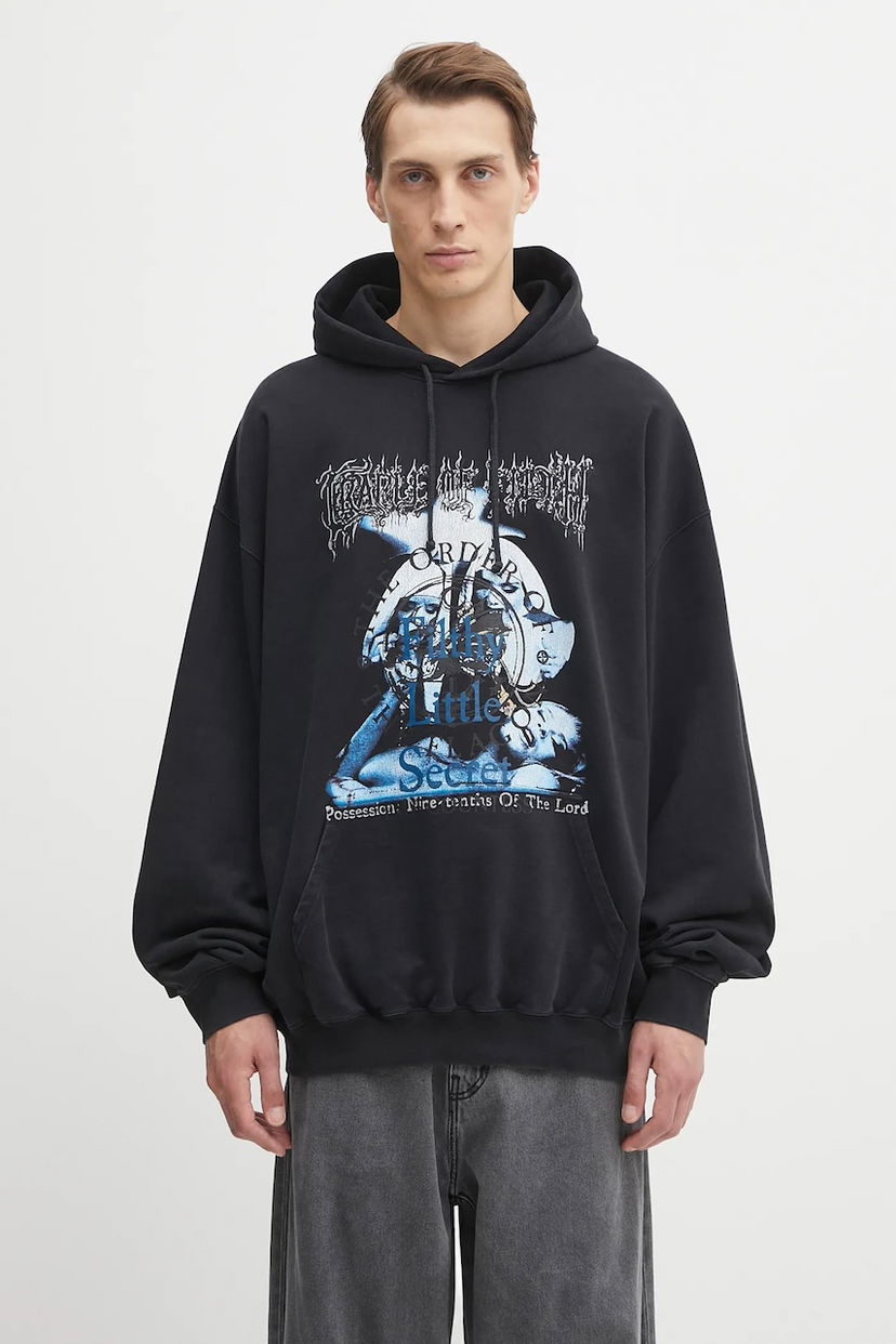 Pulover VETEMENTS Cotton Cradle of Filth Filthy Secret Oversized Printed Hoodie Črna | UCF76HD600B