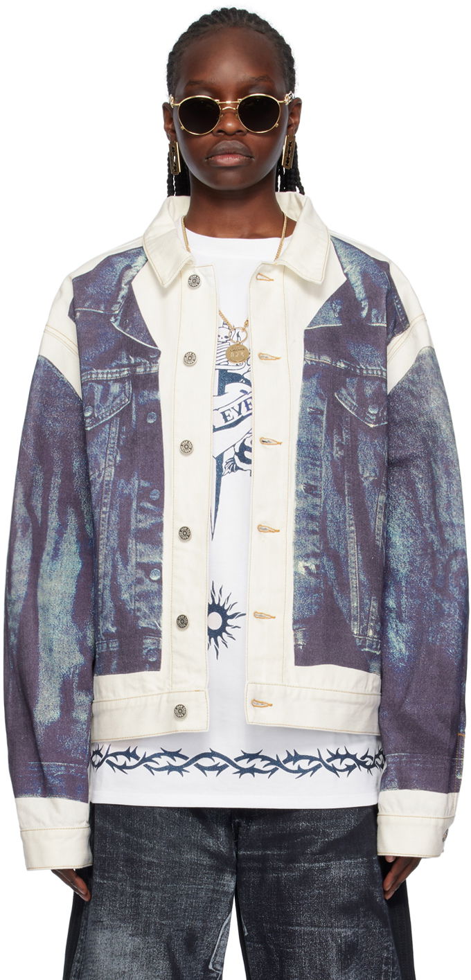 Jakna Jean Paul Gaultier Jean Paul Gaultier Trompe L'œil Printed Denim Jacket Modra | 23/15-U-VE026ILP-D011-0150