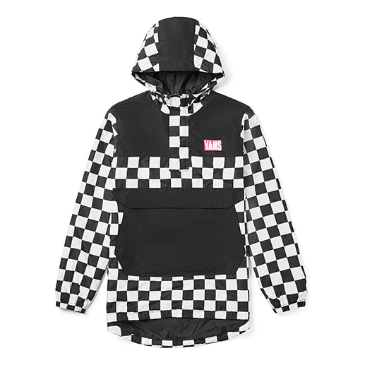 Vetrovka Vans Checkered Print Hooded Windbreaker Črna | VN0A4MLFJ0Z