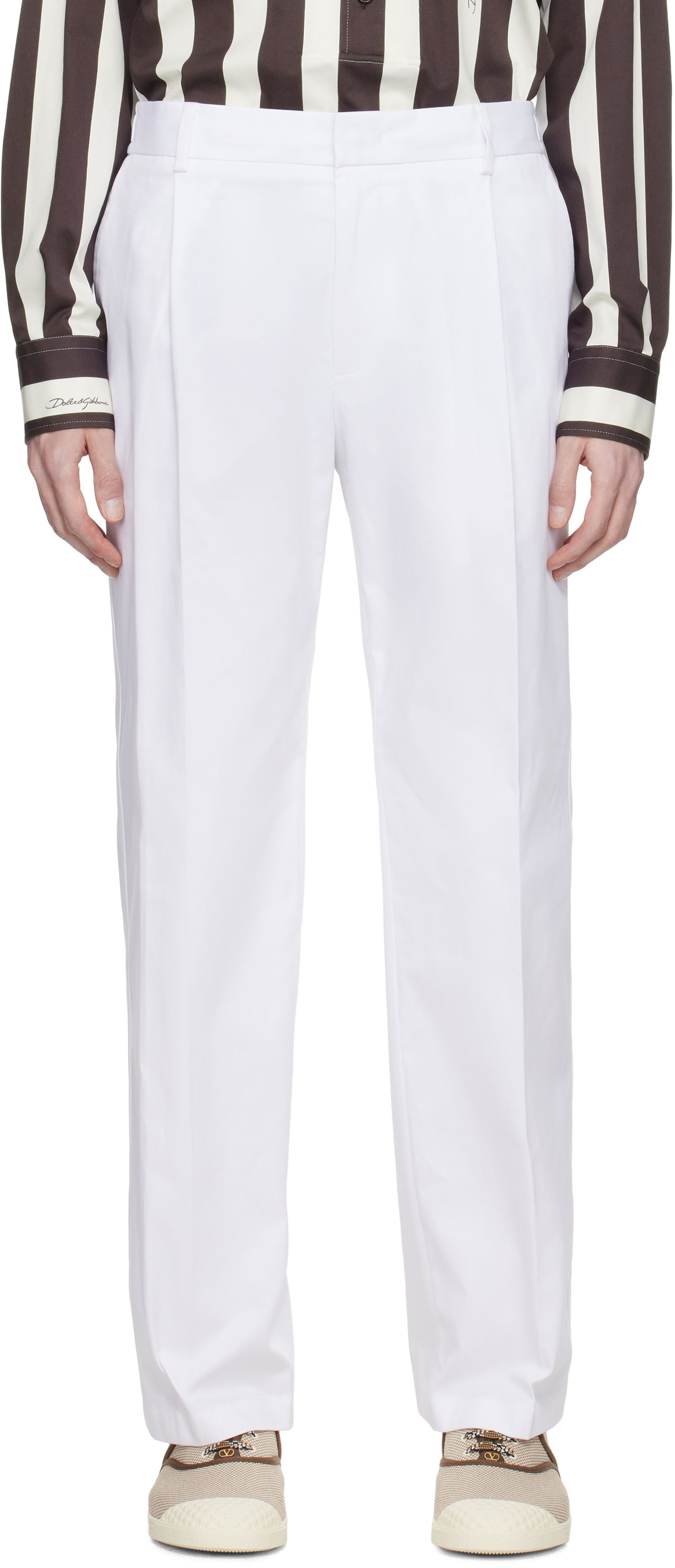 Hlače Dolce & Gabbana Dolce&Gabbana Gabardine Trousers Bela | GP0K7TFUFNV, 0
