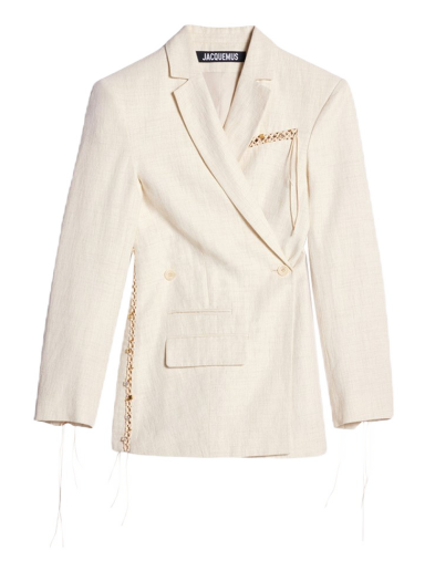 Jakna Jacquemus La Veste Tibau Brodee Embroidered Double-Breasted Bela | 231JA024-1069-110