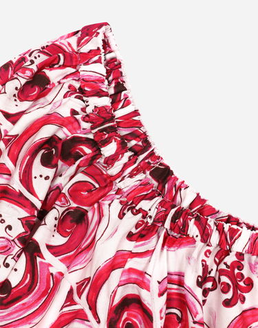 Krop-top Dolce & Gabbana Majolica-print Poplin Crop Top Roza | F755RTHH5BAHE3TN, 3
