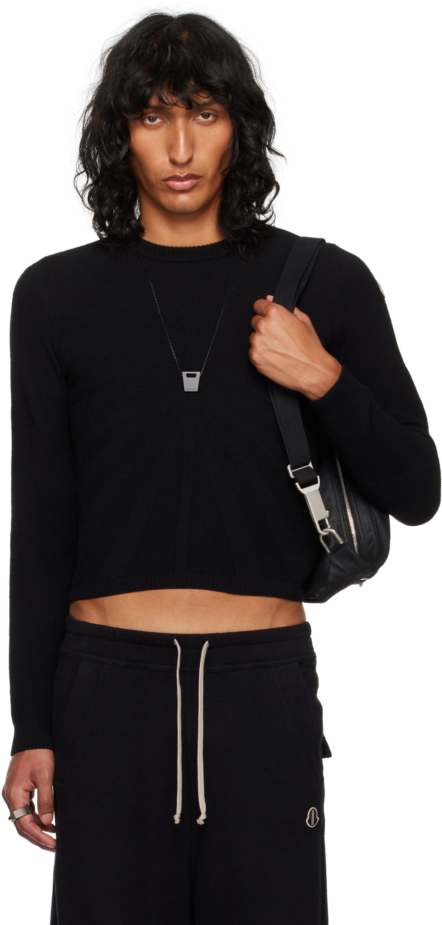 Pleteni pulover Rick Owens Round Neck Sweater Črna | MU02D9C01 M4281, 0