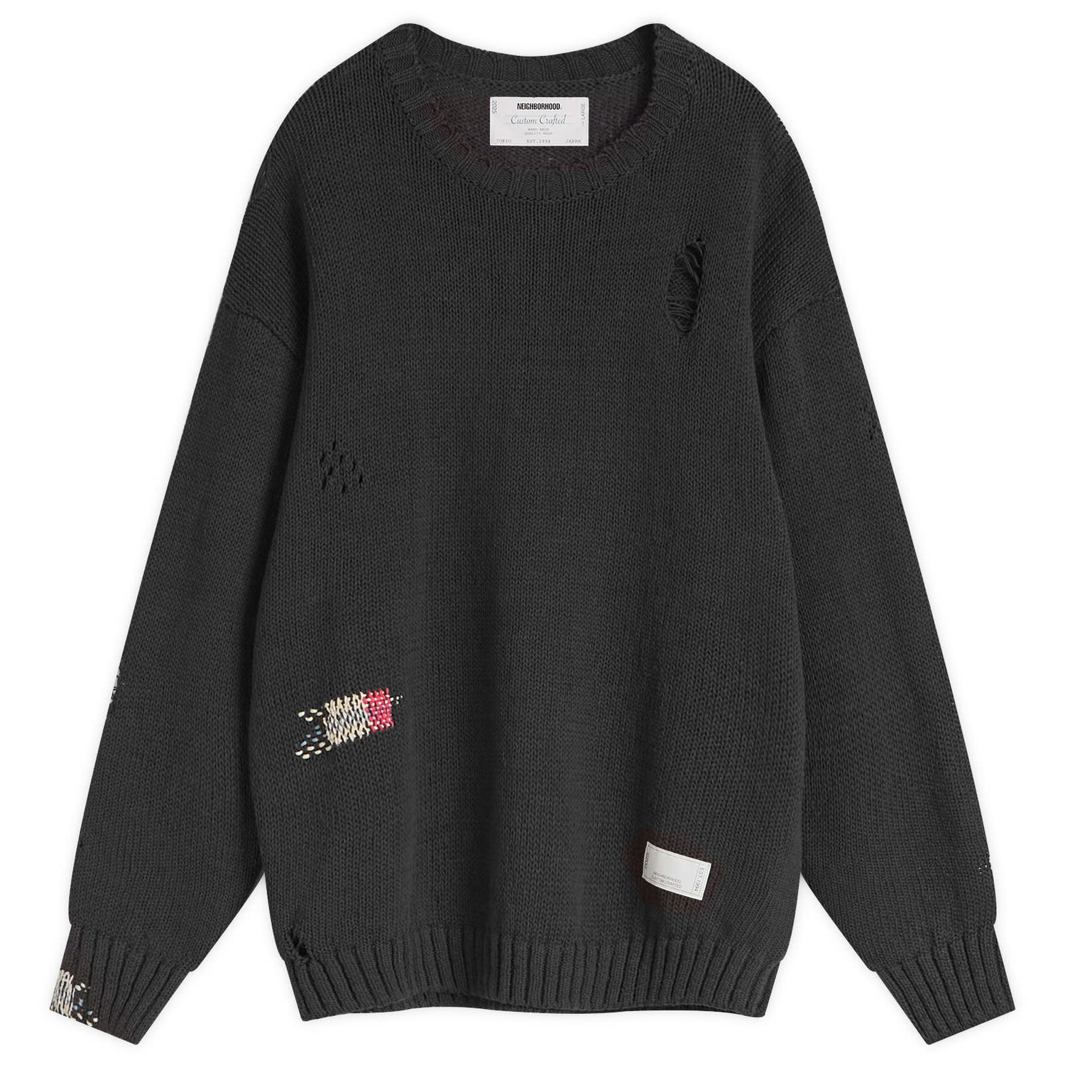 Pleteni pulover Neighborhood Neighborhood Savage Crewneck Knit Sweater, Size Large Črna | 251FUNH-KNM03-BLK, 1