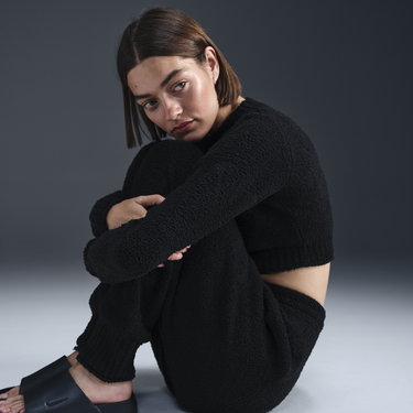 Krop-top Nike Phoenix Cozy Bouclé Crop Top Črna | FZ1716-010, 1