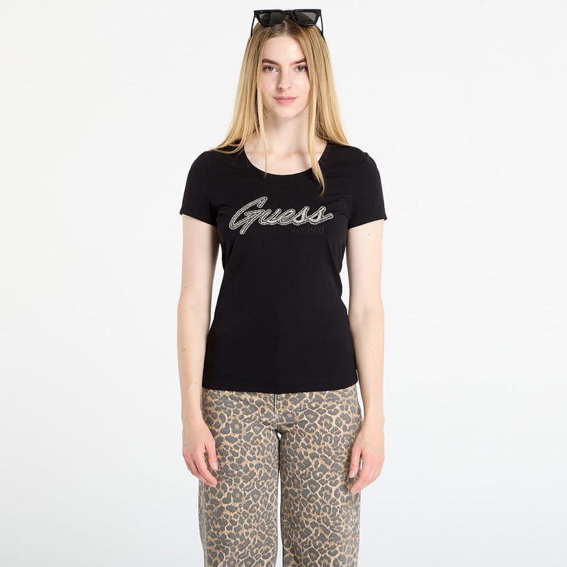 Majica GUESS GUESS Logo Hot Fix Tee Črna | W5YI16J1314-JBLK