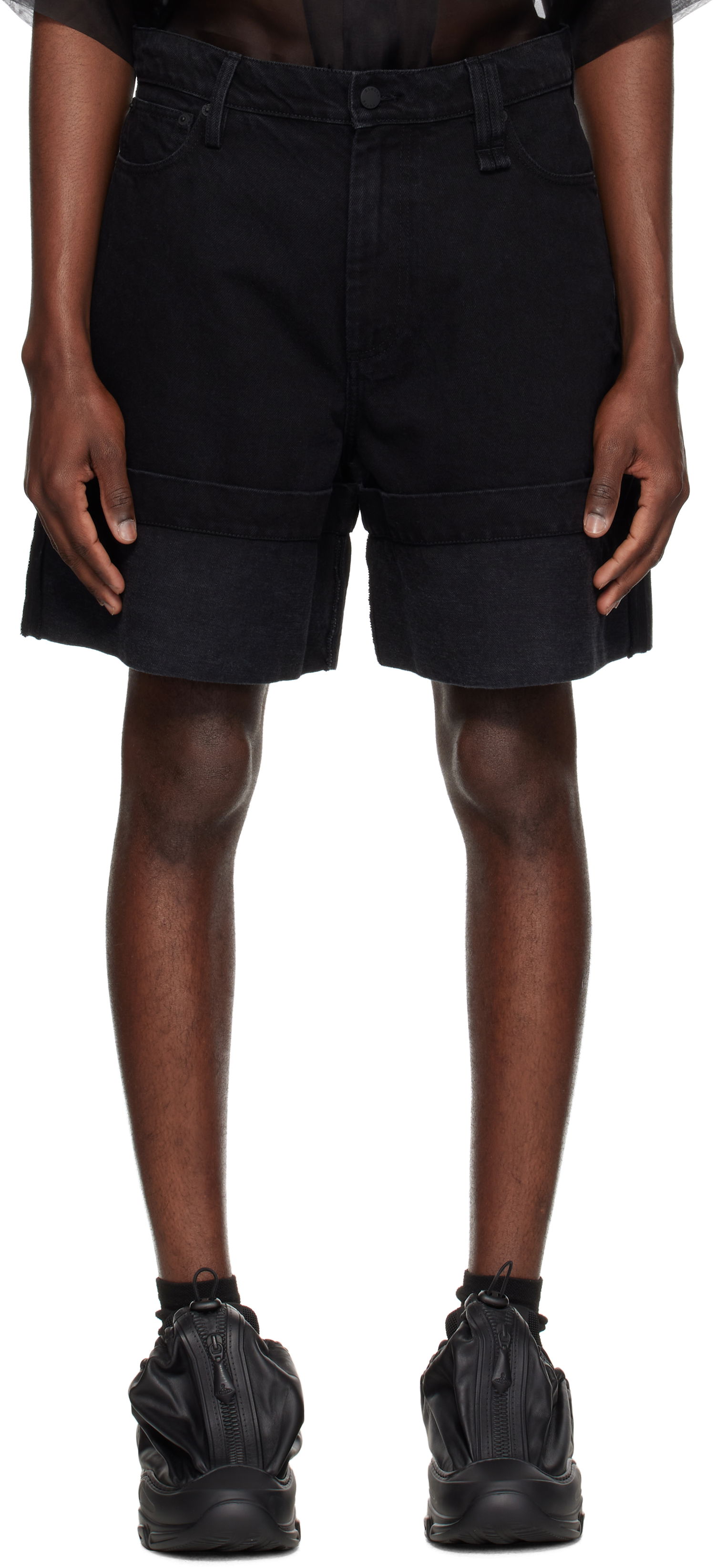 Kratke hlače Simone Rocha Simone Rocha Wide Leg Puddle Denim Shorts Črna | 4138B 1239, 0