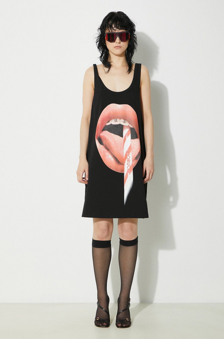 Majica brez rokavov Fiorucci Fiorucci Oversize Mini Tank Dress with Mouth Print Črna | W01FPDTA111CO01BK01, 0