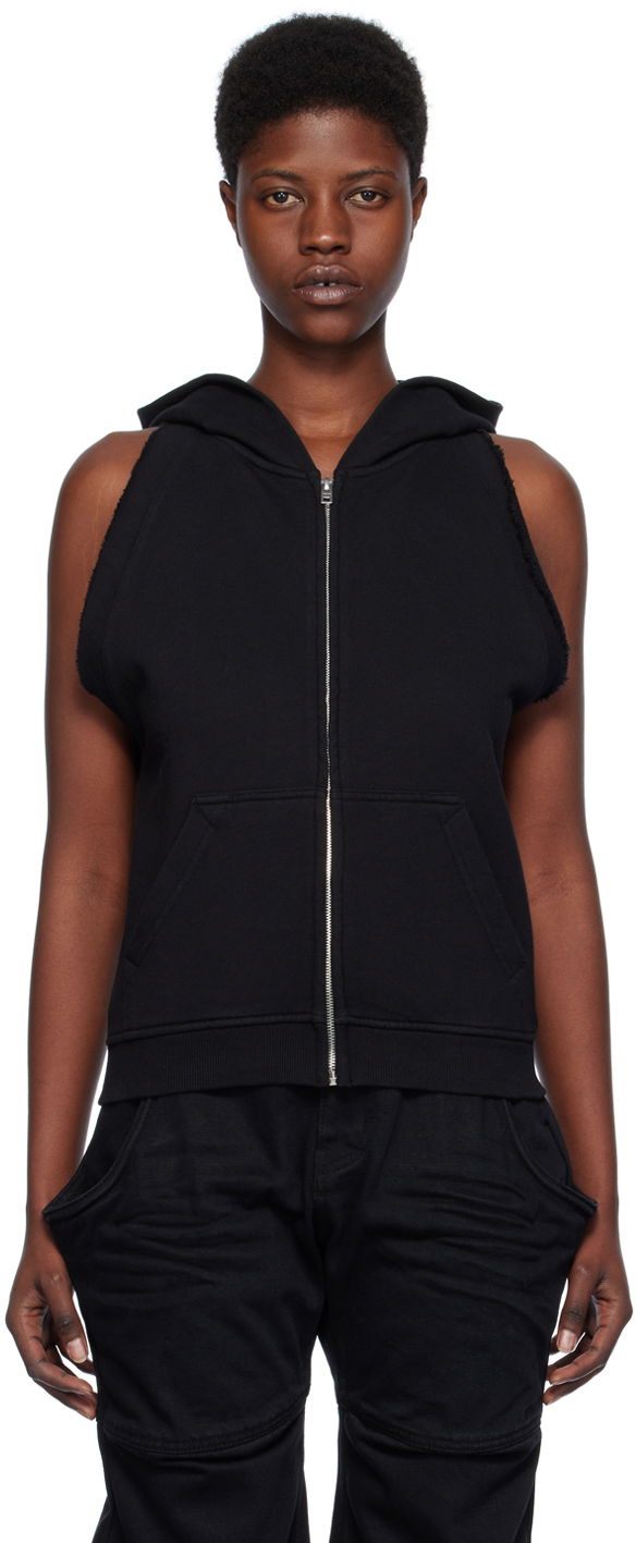 Pulover We11done We11done Sleeveless Zip-Up Hoodie Črna | WD-TJ0-24-756-W-BK