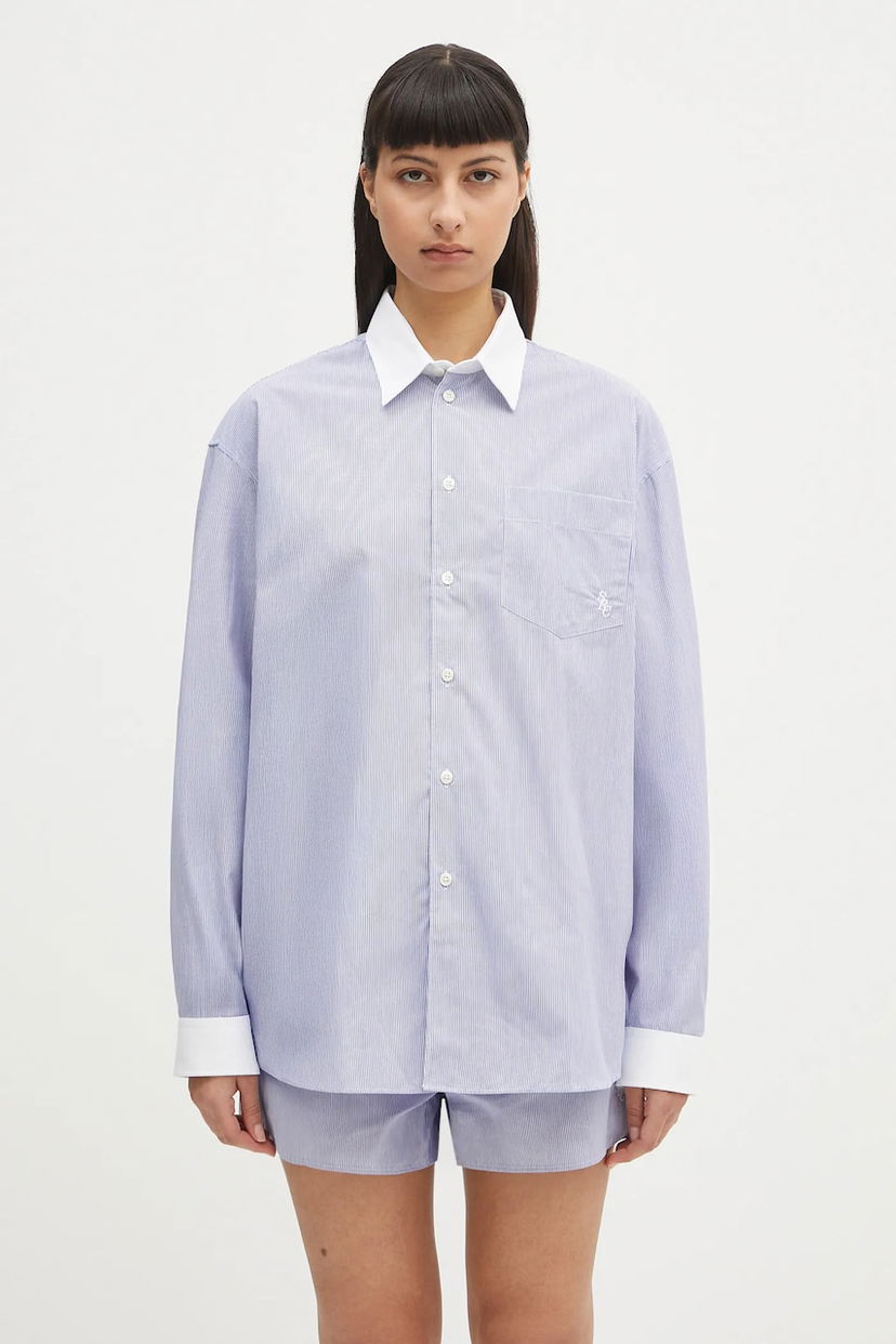 Srajce Sporty & Rich Sporty & Rich Src Oversized Relaxed Shirt Modra | SI019606302ST02