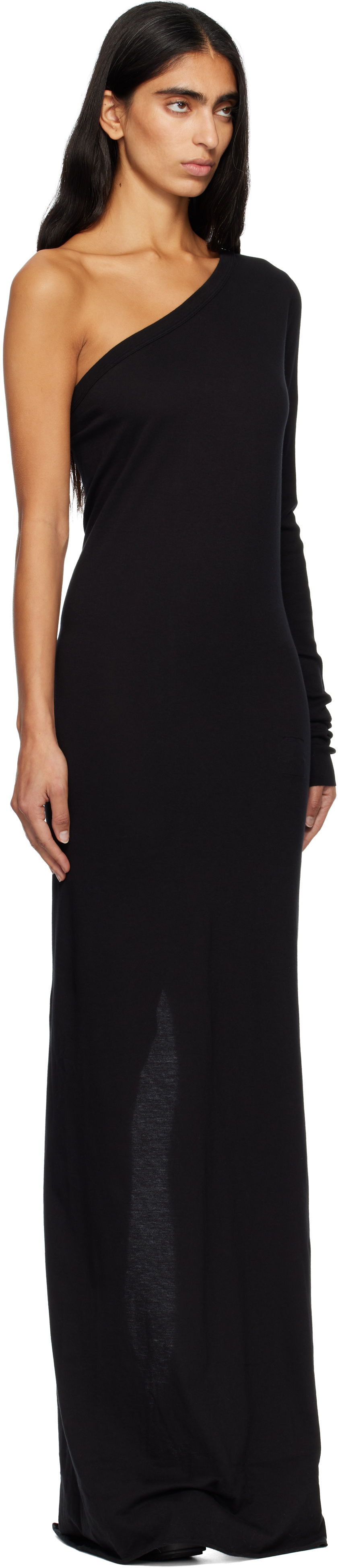Obleke Rick Owens DRKSHDW Concordians Ziggy One-Shoulder Maxi Dress Črna | DS02E7511 RN, 1