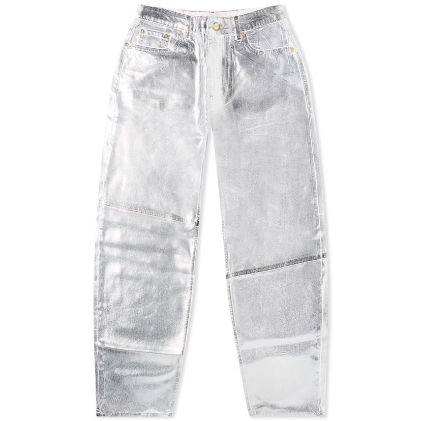 Hlače GANNI Foil Denim Trousers Siva | J1411-151