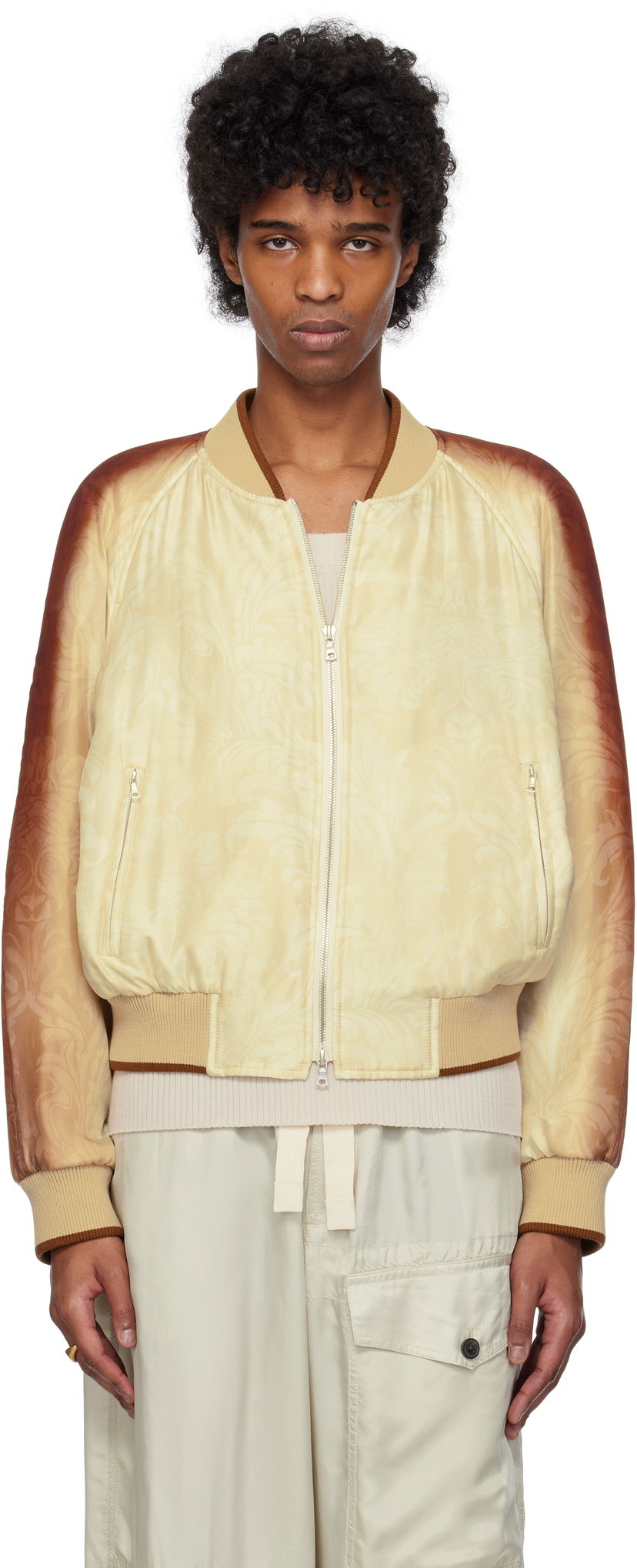 Bomber jakna Dries Van Noten Dries Van Noten Sateen Bomber Jacket Bež | 251-020523-1200