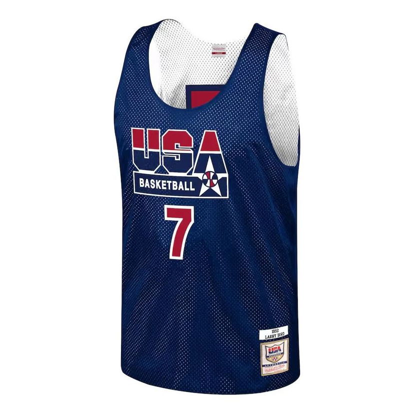 Majica brez rokavov Mitchell & Ness Mitchell & Ness Team USA 1992 Larry Bird Basketball Jersey Modra | ARPJGS18431-USANAVY92LBI