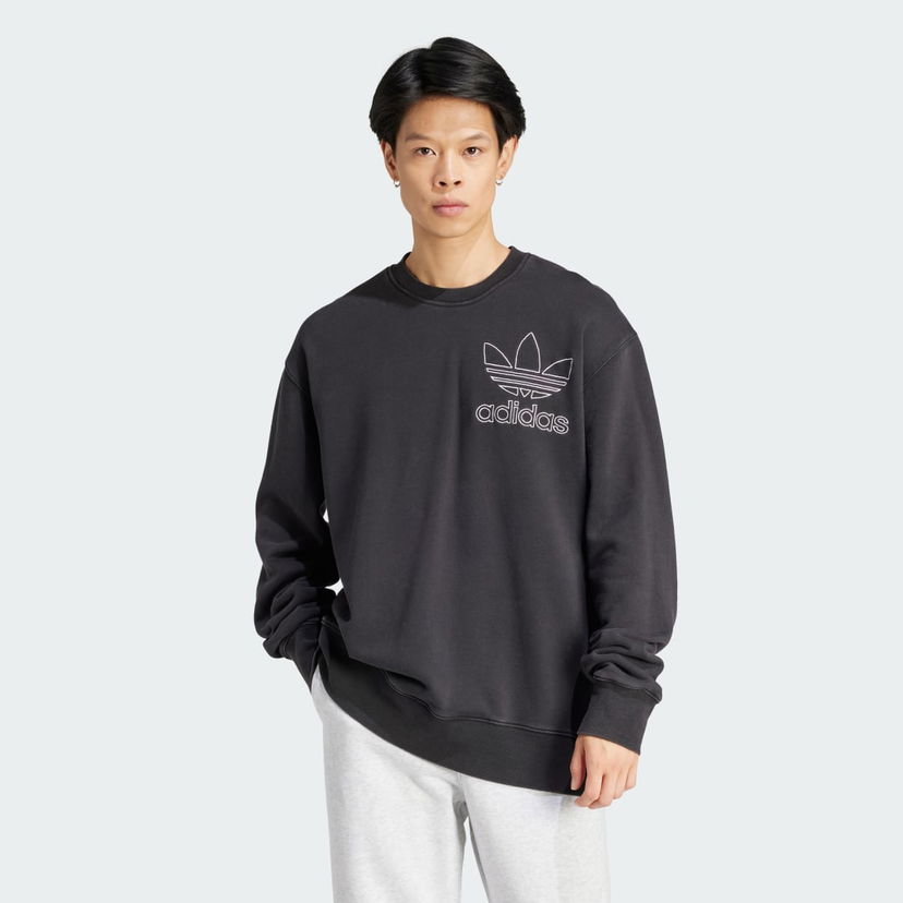 Pleteni pulover adidas Originals Adicolor Outline Trefoil Crewneck Črna | IU2350