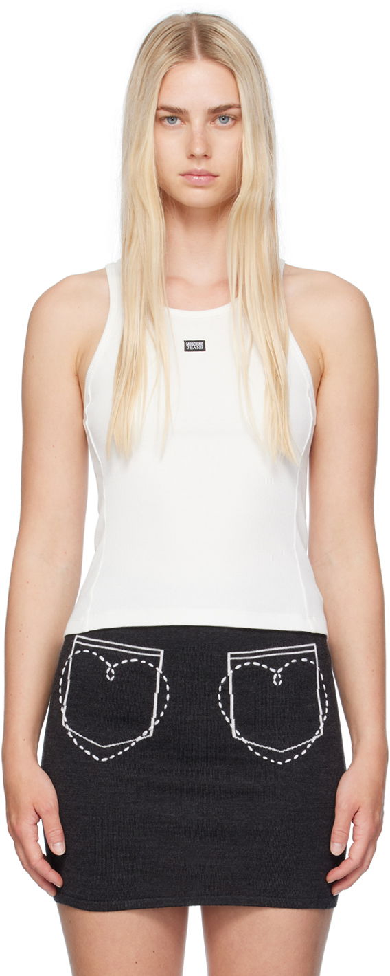 Majica brez rokavov Moschino Moschino Jeans Patch Tank Top Bela | 242K10807