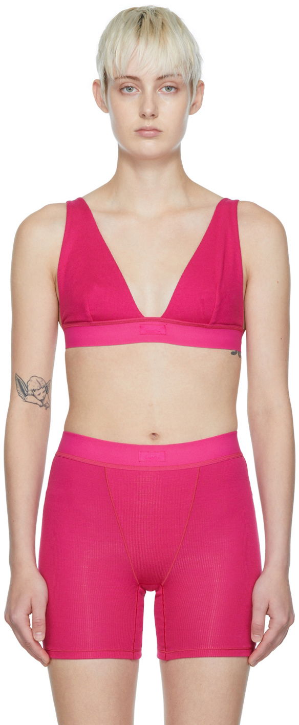 Modrček SKIMS Women's Plunge Rib Bralette Roza | Br-plg-0037