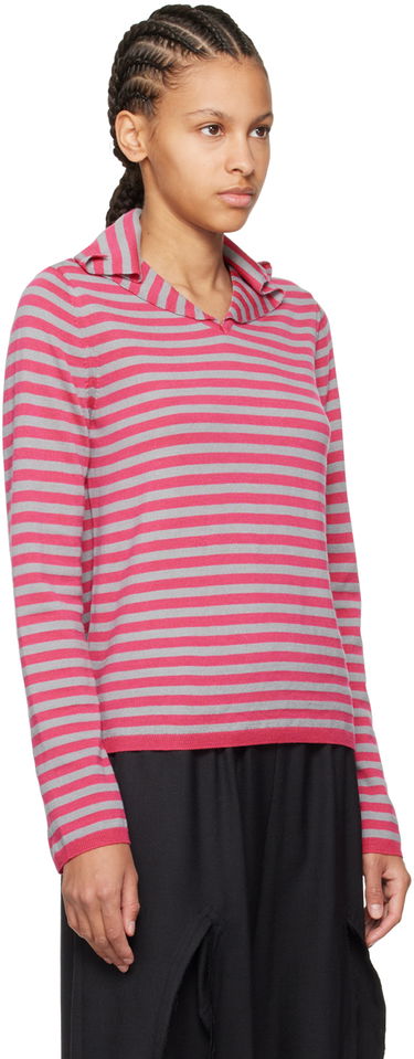 Pleteni pulover Comme des Garçons Comme des Garçons Girl Striped Sweater Rdeča | NM-N002-051, 4