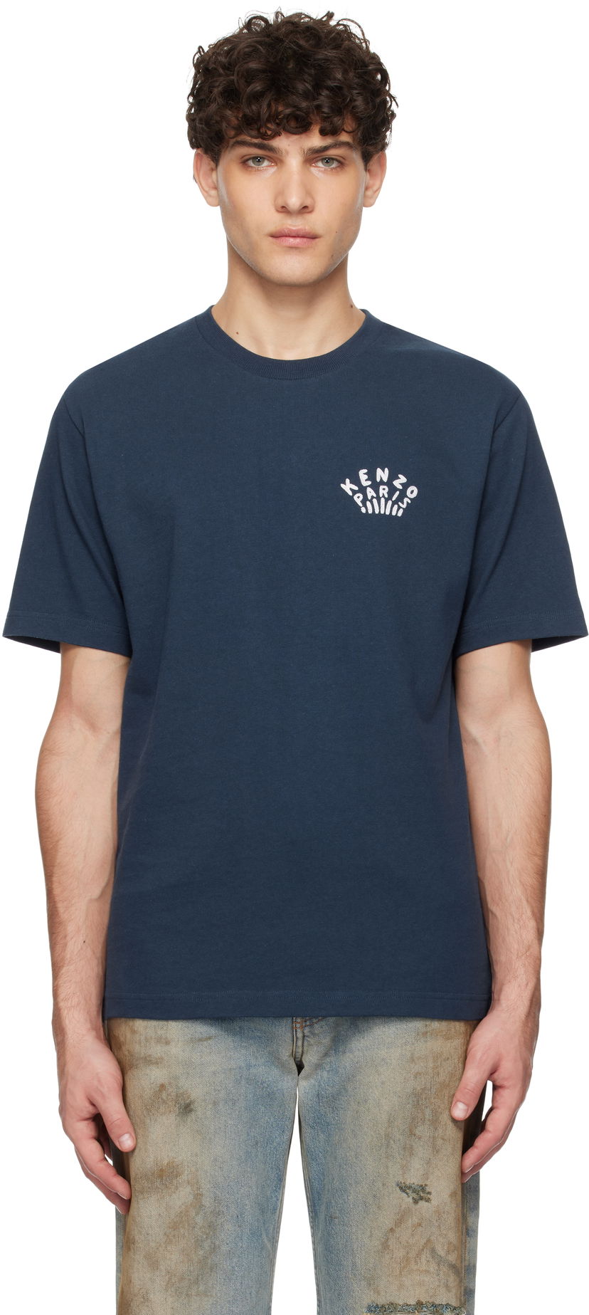 Majica KENZO Embroidered Logo T-Shirt Modra | FF55TS4954SI