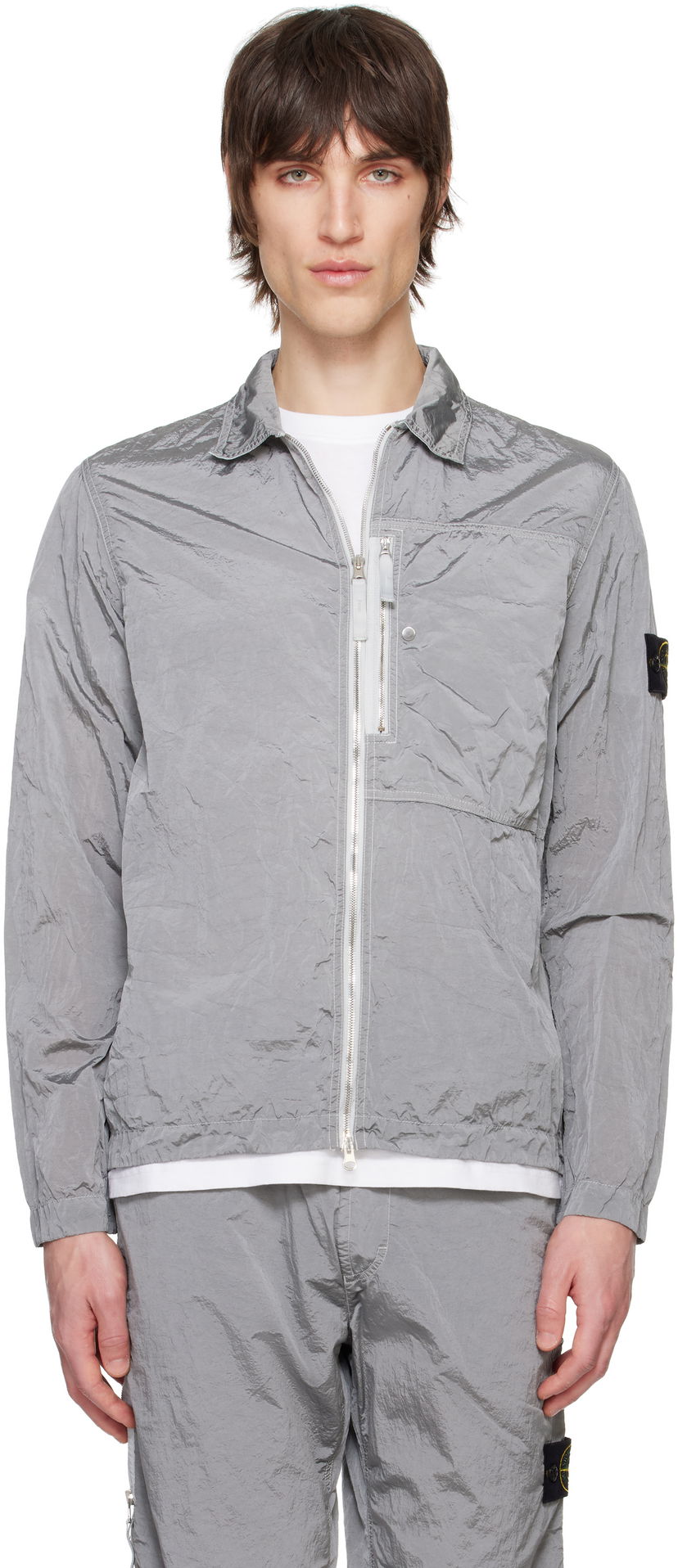 Vetrovka Stone Island Stone Island Regenerated Nylon Metal ECONYL Overshirt Siva | K1S15 1200005 S0019