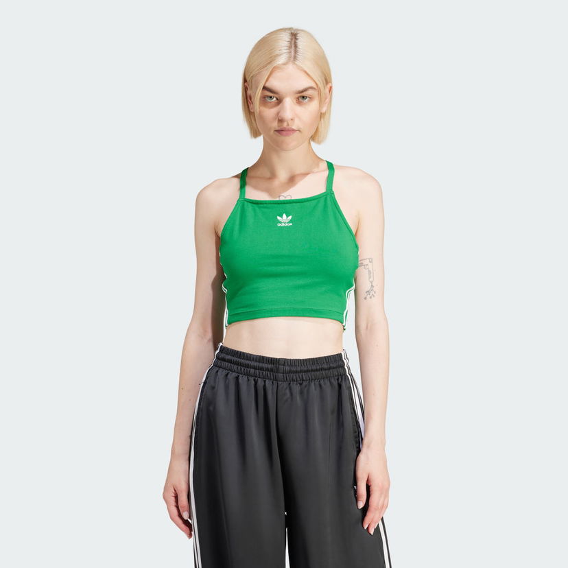 Krop-top adidas Originals Adicolor 3-Stripes Crop Top Zelena | IN8380