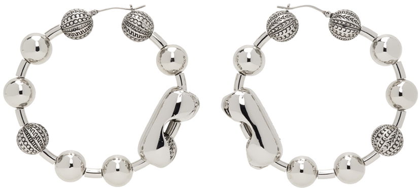 Uhani Marc Jacobs Marc Jacobs Monogram Ball Chain Hoop Earrings Kovinski | 2S4JER001J02