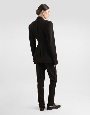 Jakna Dolce & Gabbana Dolce & Gabbana Double-breasted Wool Gabardine Tuxedo Jacket Črna | F297FTFU21EN0000, 2
