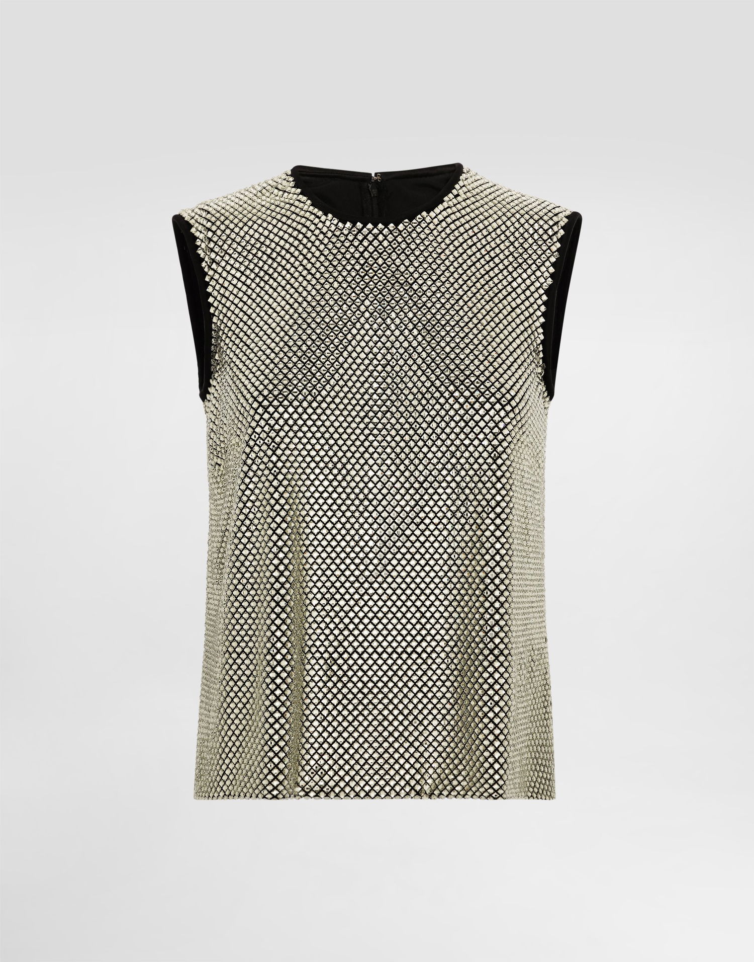 Majica brez rokavov Dolce & Gabbana Sleeveless Crystal Mesh Blouse Kovinski | F7AK7ZFLSK3S0997, 0