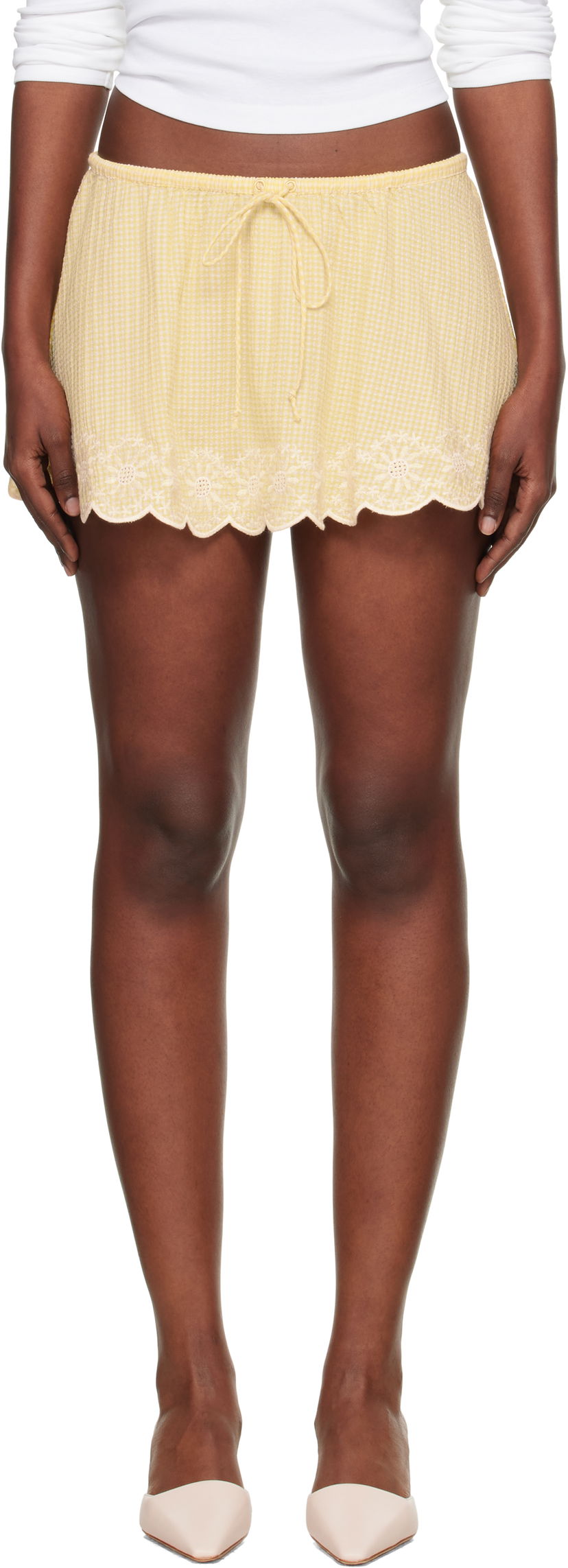 Krila GUIZIO Guizio Maelle Gingham Miniskirt Rumena | P25304W167