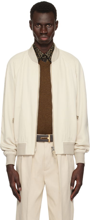 Bomber jakna Tom Ford TOM FORD Fluid Gabardine Bomber Jacket Bež | OBS046-FMT049S25, 0