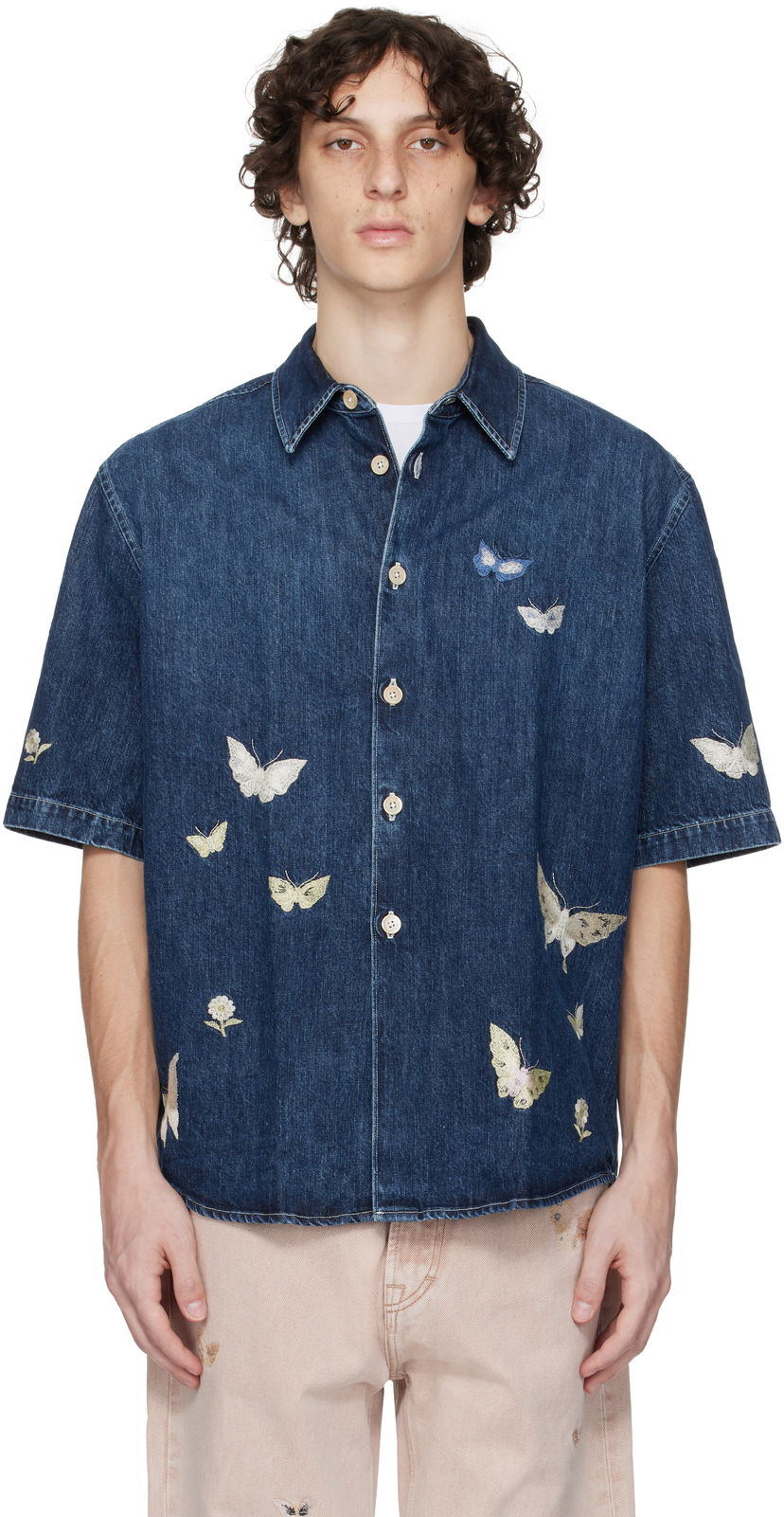 Srajce OUR LEGACY Our Legacy Beyond Embroidered Denim Resort Shirt Modra | M2252BB
