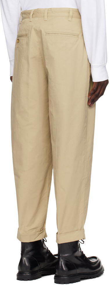 Hlače BEAMS BEAMS PLUS 2 Pleats Twill Trousers Bež | 38230097874, 2
