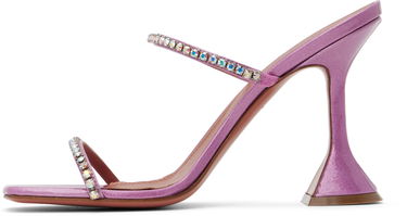 Nega čevljev Amina Muaddi Amina Muaddi Gilda Crystal-Embellished Heeled Sandals Lila | GILDA SLIPPER CL GLITTER, 2