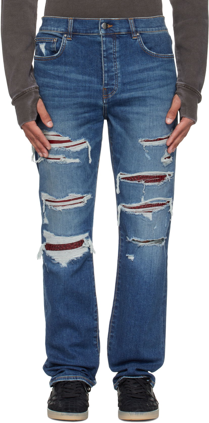 Kavbojke AMIRI AMIRI Croc Slim Thrasher Jeans Modra | AMDNSM1023