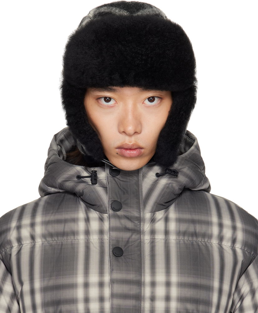 Klobuk Burberry Burberry Check Wool Trapper Hat Siva | 8114830