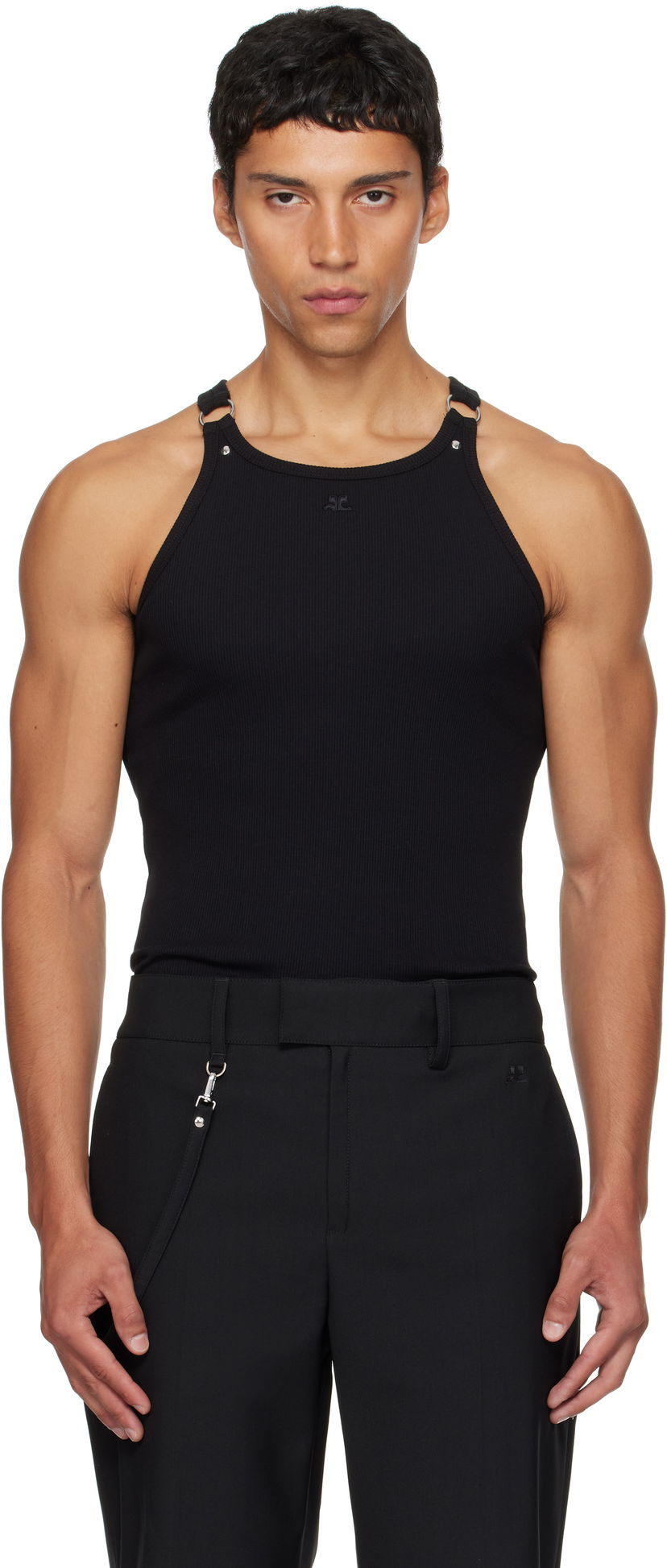 Majica brez rokavov Courrèges Courrèges Buckle 90's Rib Tank Top Črna | 325JDE139JS0194