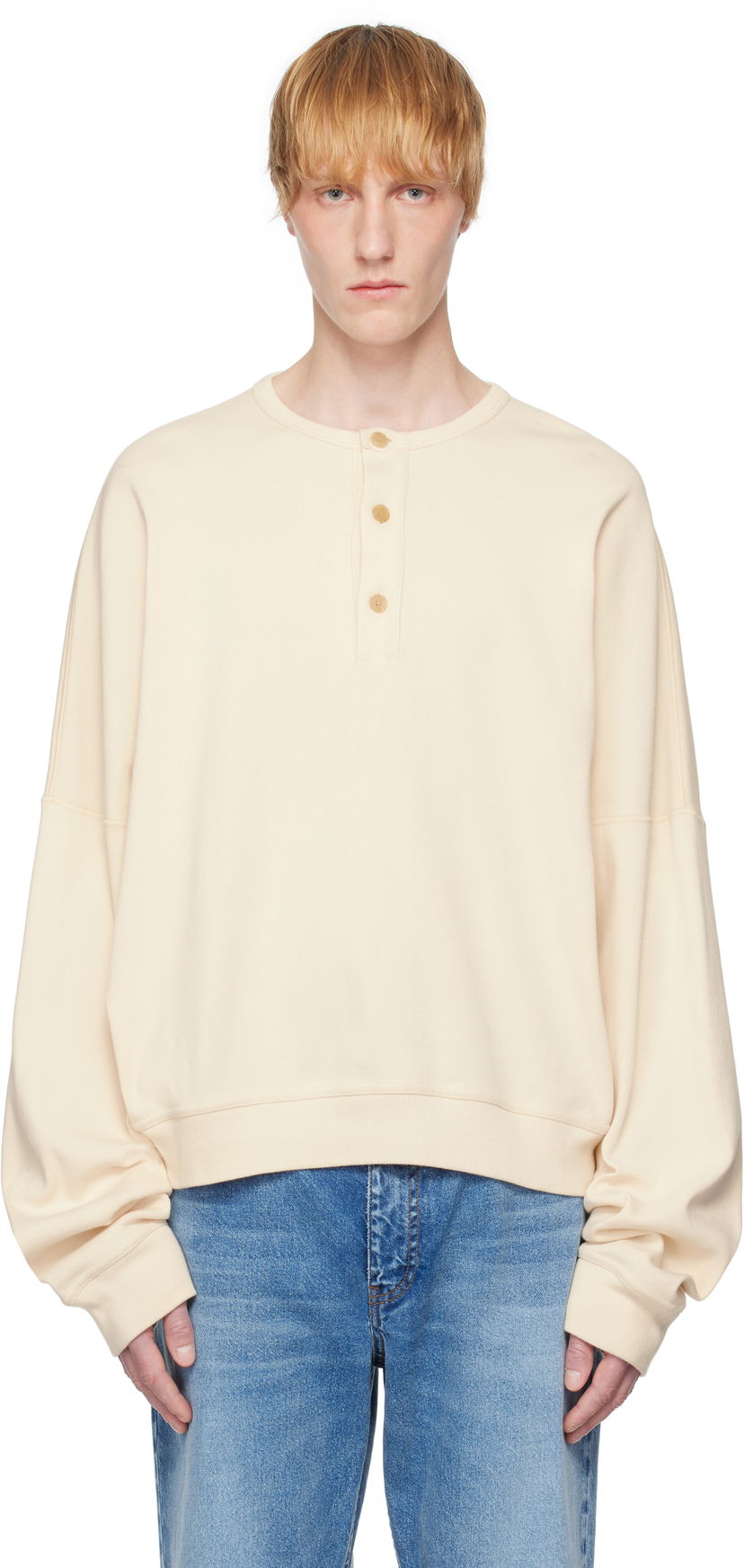 Pulover The Row The Row Greto Henley Sweatshirt Bež | 945-K660
