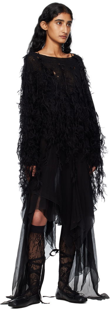 Pleteni pulover Ann Demeulemeester Ann Demeulemeester Vilta Distressed Knit Sweater Črna | B0012850-KN064-099, 3