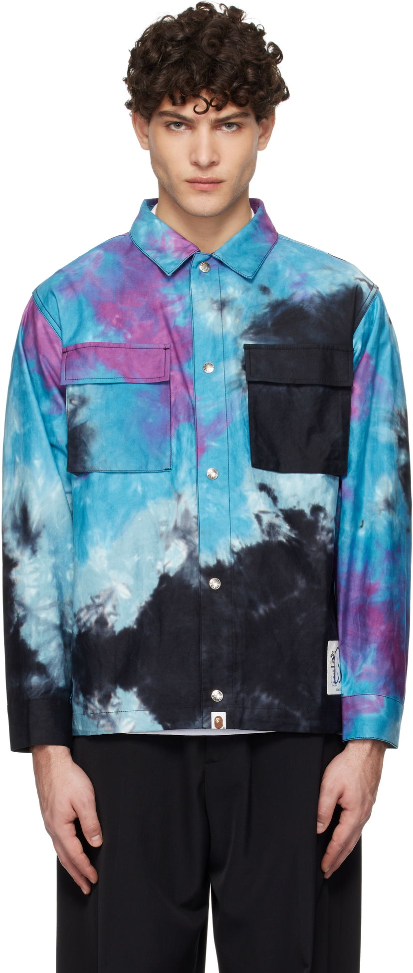 Srajce BAPE Tie Dye Relaxed Fit Shirt Modra | 001SHK801005M