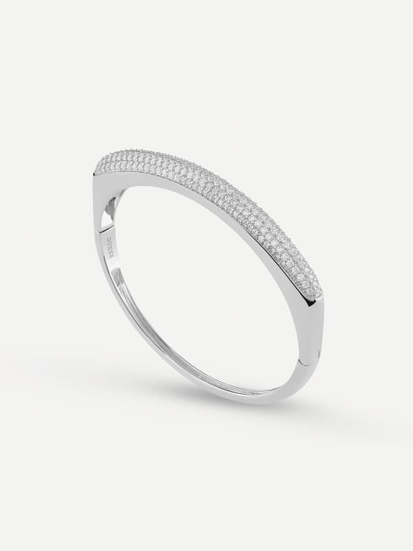 Zapestnica GUESS Silver Tone Pave Hinged Bracelet Kovinski | JSBB04501JW