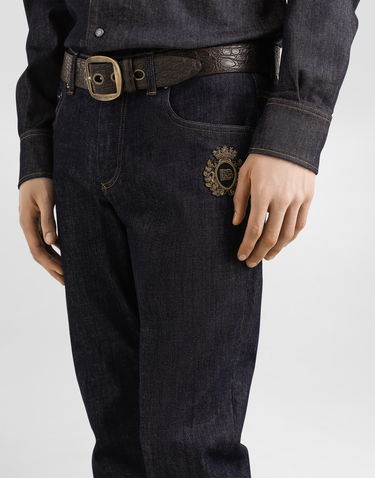 Kavbojke Dolce & Gabbana Slim-Fit Stretch Cotton Jeans With Patch Modra | GY07CZG8ME9S9001, 3