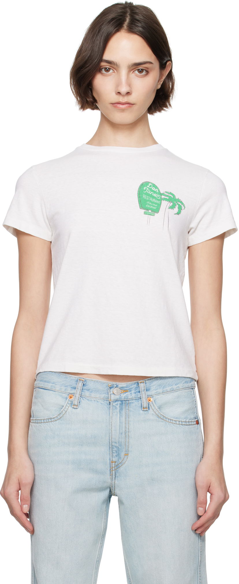 Majica RE/DONE Re/Done Classic 'Dan Tana's' Sign T-Shirt Bela | 024-02WCGT337