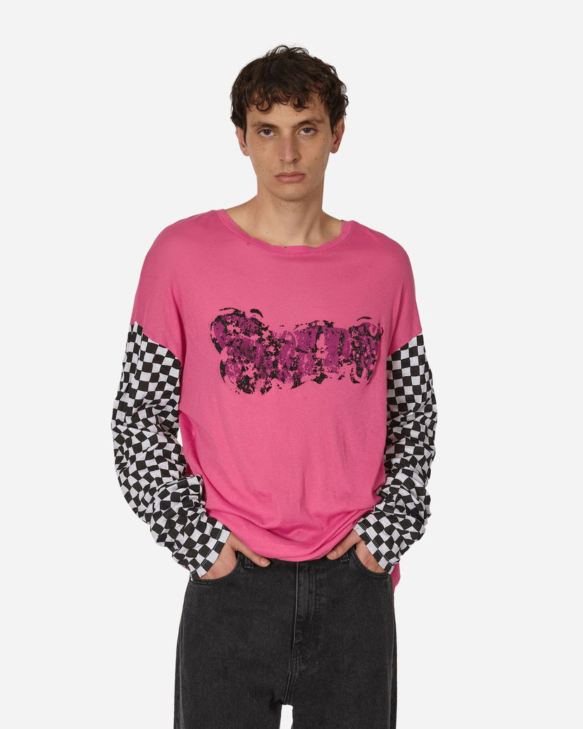 Majica ERL Checkered Sleeve Graphic Longsleeve T-Shirt Roza | ERL08T018 1