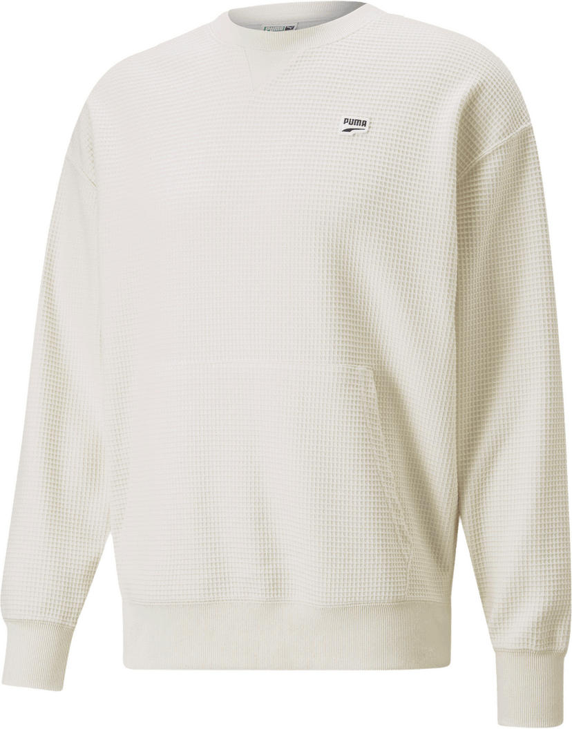Pleteni pulover Puma Puma Downtown Waffle Crew Sweatshirt Bela | 535671-099
