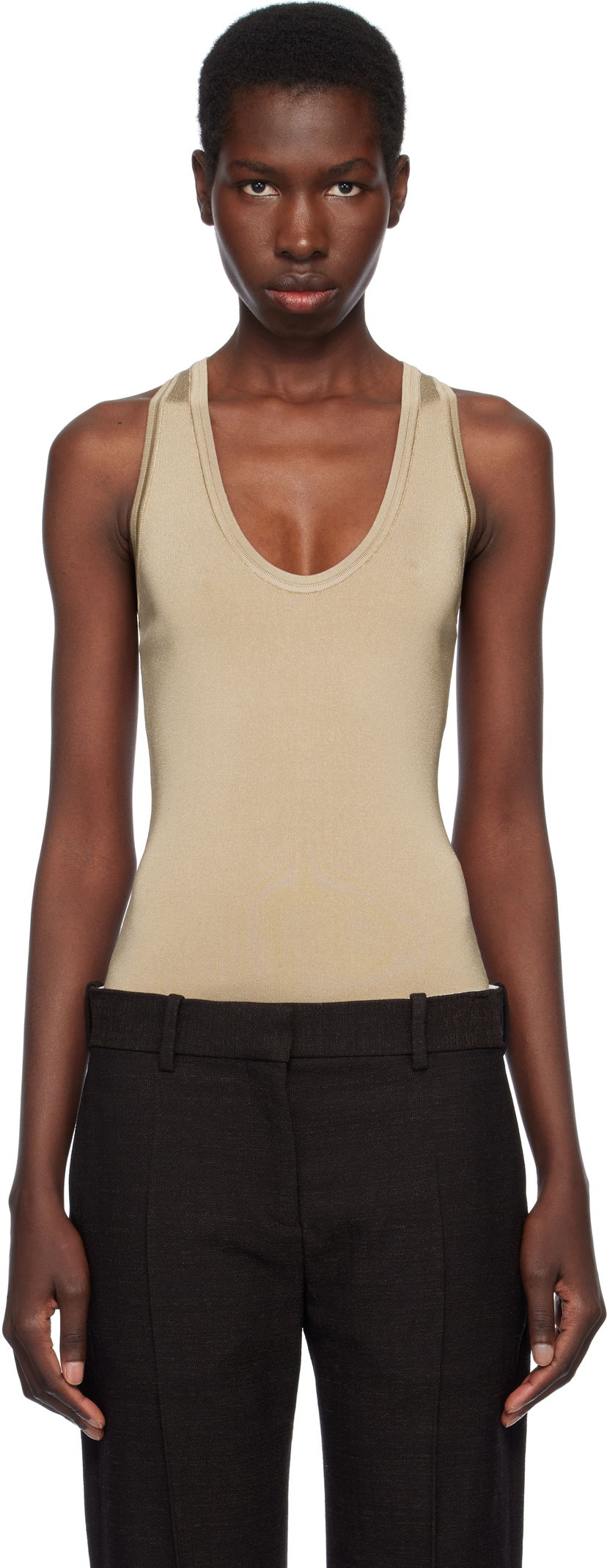 Majica brez rokavov FERRAGAMO Ferragamo Knitted Bodysuit Bež | 783140