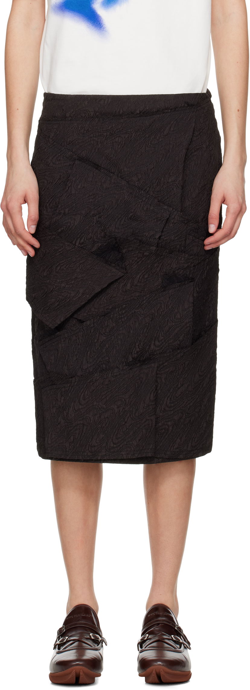 Krila ADER ERROR ADER error Raw Edge Midi Skirt Črna | BO01SSSK0203BK