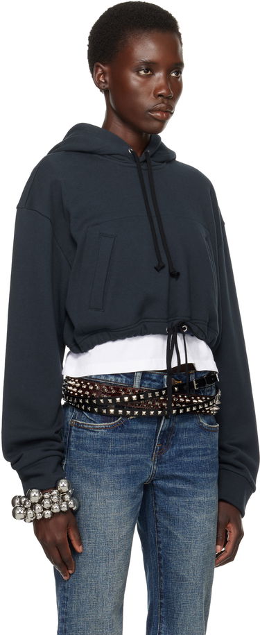 Pulover Comme des Garçons Comme des Garçons Girl Cotton Back Pile Cropped Hoodie Mornarica | NO-T016-051-1, 1