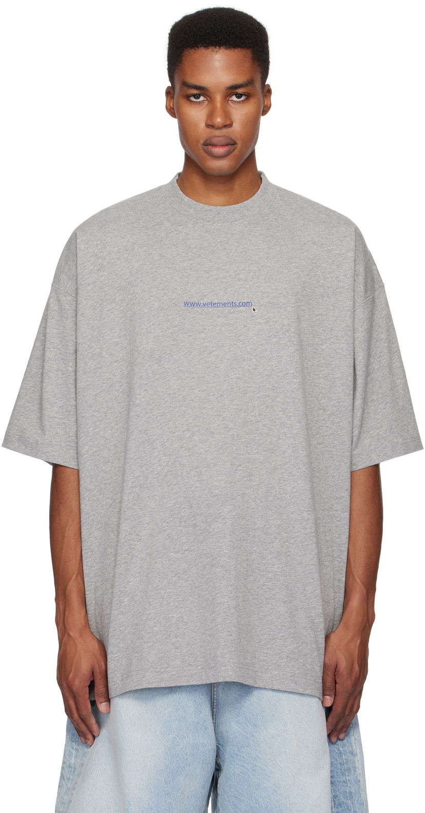Majica VETEMENTS Oversized Website Print T-Shirt Siva | UA66TR735G
