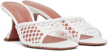 Nega čevljev Amina Muaddi Amina Muaddi Lupita Net 70 Heeled Sandals Bela | LUPITA NET 70, 3
